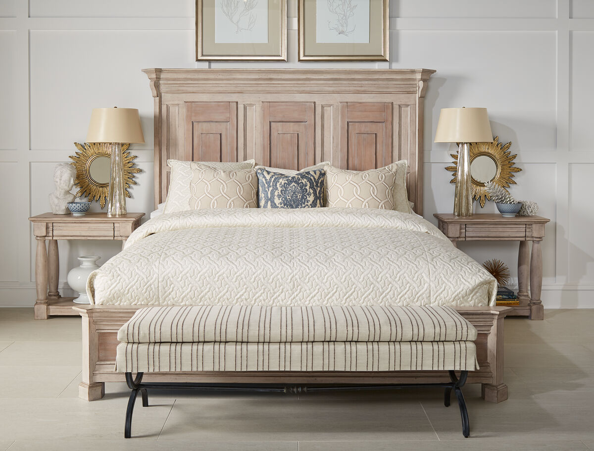 Alcove 5/0 Queen Belgian Ivory Panel Bed By Art Furniture