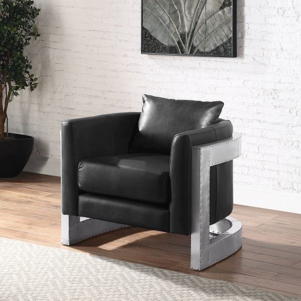 Black Leather Betla Accent Chair AC01986 By ACME