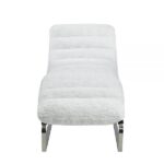 White Teddy Sherpa & Stainless Steel Qortini Chaise By ACME Chaise Lounges Mobilia Cleopatra 12 White Teddy Sherpa & Stainless Steel Qortini Chaise By ACME 12