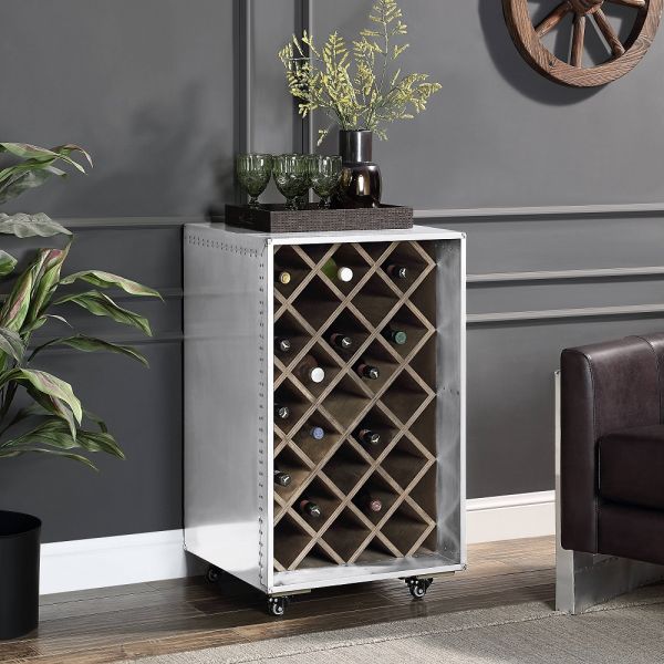 Aluminum Raini Wine Cabinet By ACME
