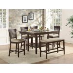 Dark Brown Balin Collection Gray Counter Slat Back Height Chair By Homelegance 15