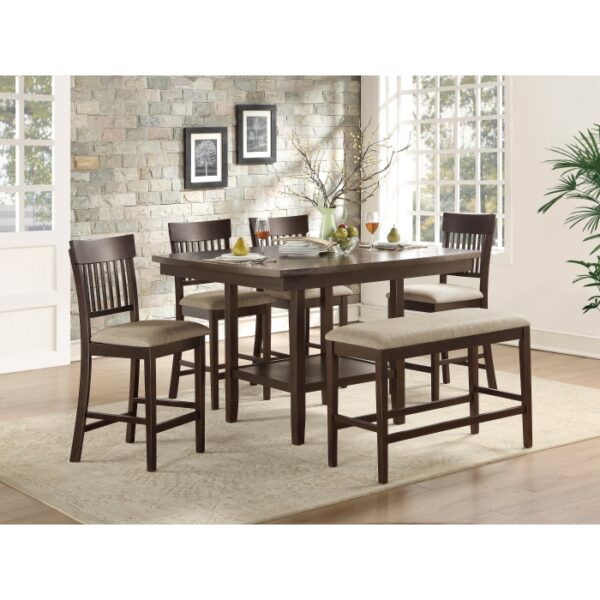 Dark Brown Balin Collection Gray Counter Slat Back Height Chair By Homelegance 10