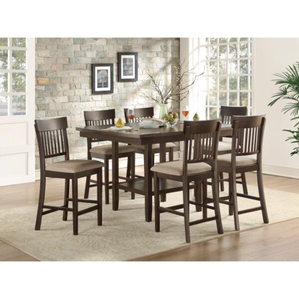 Dark Brown Balin Collection Gray Counter Slat Back Height Chair By Homelegance 11