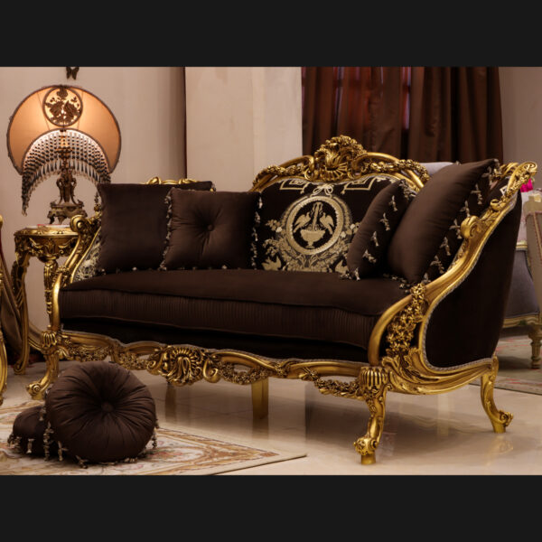 4Pcs Handmade Norco Brown Gold Sofa Set 11