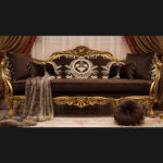4Pcs Handmade Norco Brown Gold Sofa Set 18
