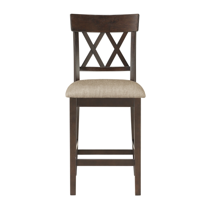 Dark Brown Balin Collection Gray Counter Double Cross Chair back Height Chair By Homelegance