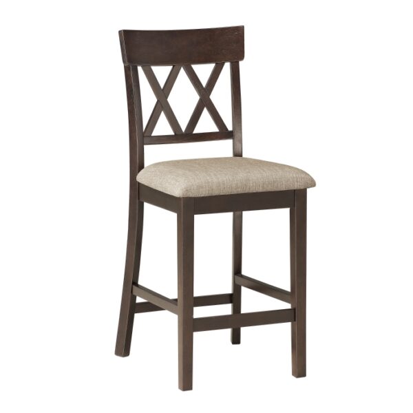 Dark Brown Balin Collection Gray Counter Double Cross Chair back Height Chair By Homelegance 9