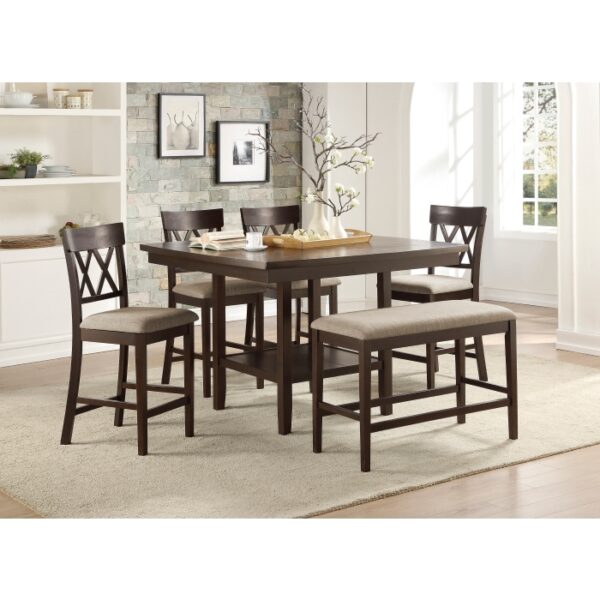 Dark Brown Balin Collection Gray Counter Double Cross Chair back Height Chair By Homelegance 10