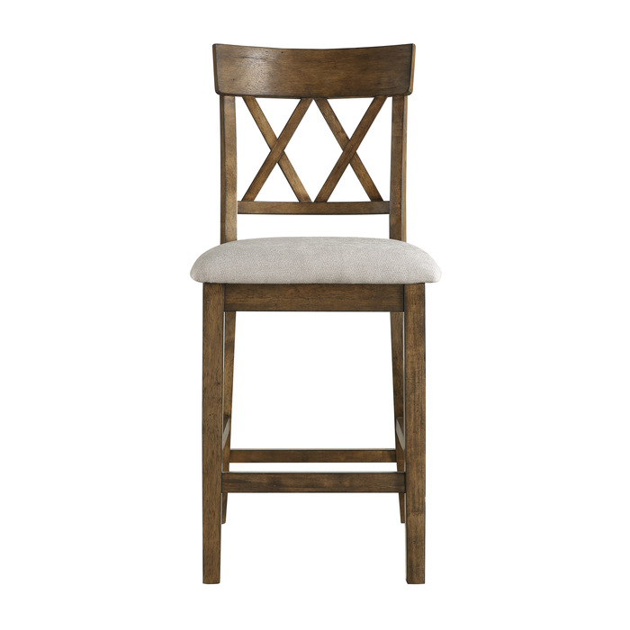 Light Oak Balin Collection Gray Counter Double X Back Chair Height  By Homelegance