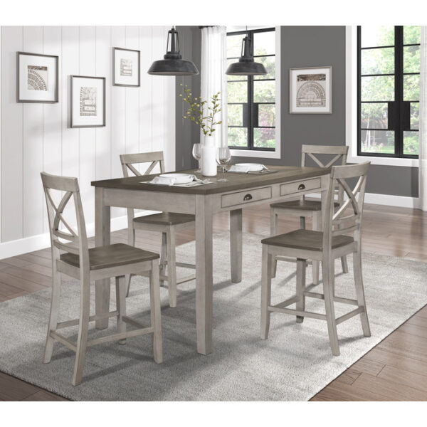 Brown and Light gray Brightleaf Collection Counter Height Chair By Homelegance 10
