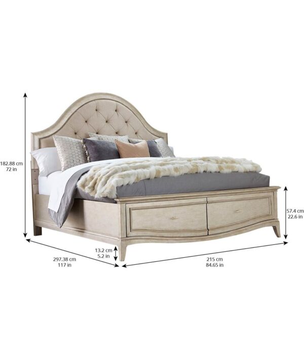 6-6 Upholstered Panel Bed with Storage Dimensions