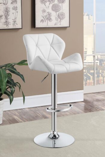 Berrington Adjustable Bar Stools Chrome and White (Set of 2) 100424 By Coaster Furniture