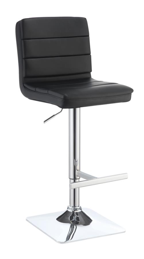 Bianca Upholstered Adjustable Bar Stools Black and Chrome (Set of 2) 120695 By Coaster Furniture