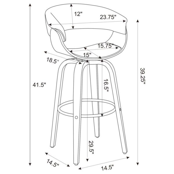 Zion Upholstered Swivel Bar Stool Walnut and Ecru 100206 By Coaster Furniture 16
