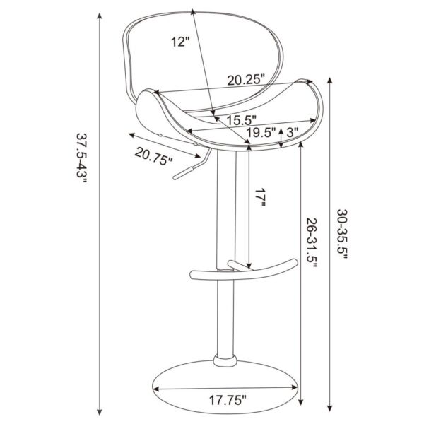 Harris Adjustable Bar Stool Black and Chrome 130504 By Coaster Furniture 14