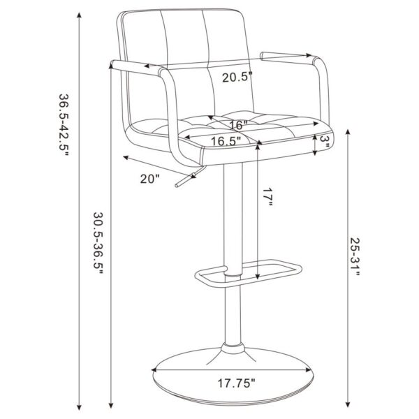 Palomar Adjustable Height Bar Stool Gray and Chrome 121096 By Coaster Furniture 18