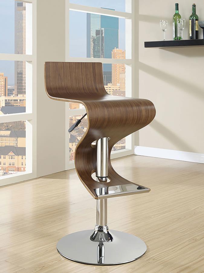 Covina Adjustable Bar Stool Walnut and Chrome 100396 By Coaster Furniture