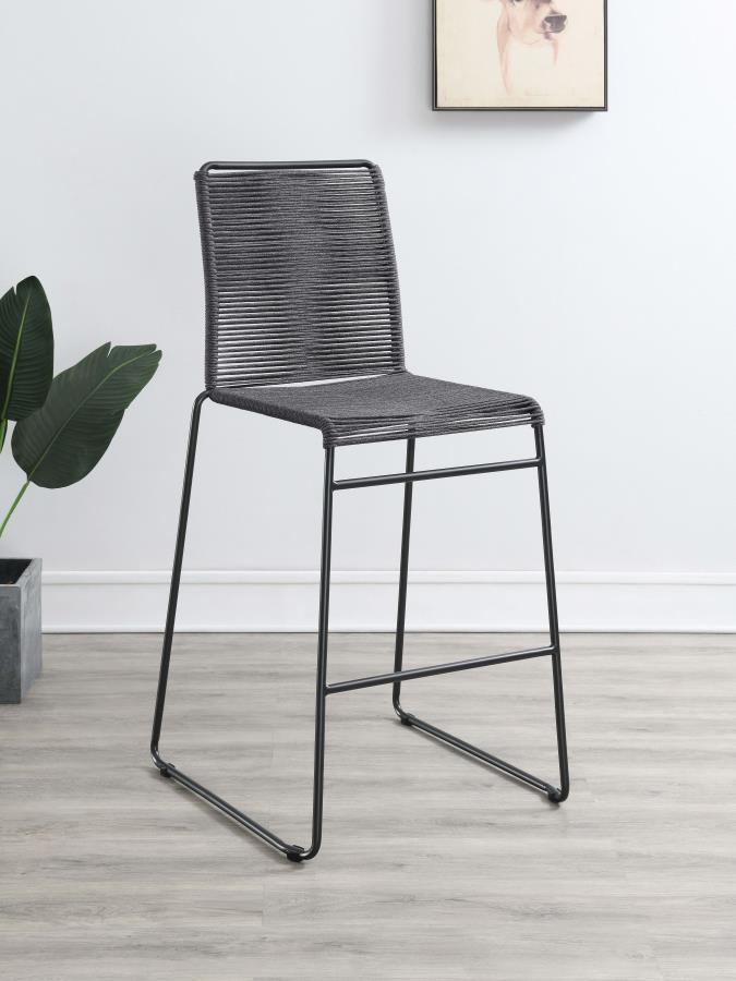 Jerome Upholstered Bar Stools with Footrest (Set of 2) Charcoal and Gunmetal 192064 By Coaster Furniture