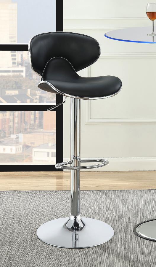 Edenton Upholstered Adjustable Height Bar Stools Black and Chrome (Set of 2) 120359 By Coaster Furniture
