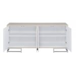 White Marble Print & Chrome Finish Panos Console Cabinet AC02344 By ACME Accent Console Tables Mobilia Cleopatra 11 White Marble Print & Chrome Finish Panos Console Cabinet AC02344 By ACME 11