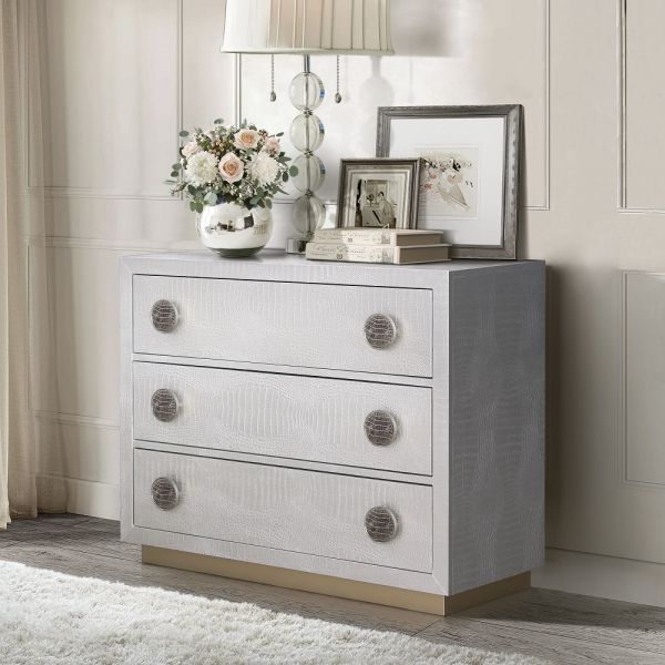 Silver Faux Crocodile Skin Finish Anpu Console Cabinet AC02505 By ACME
