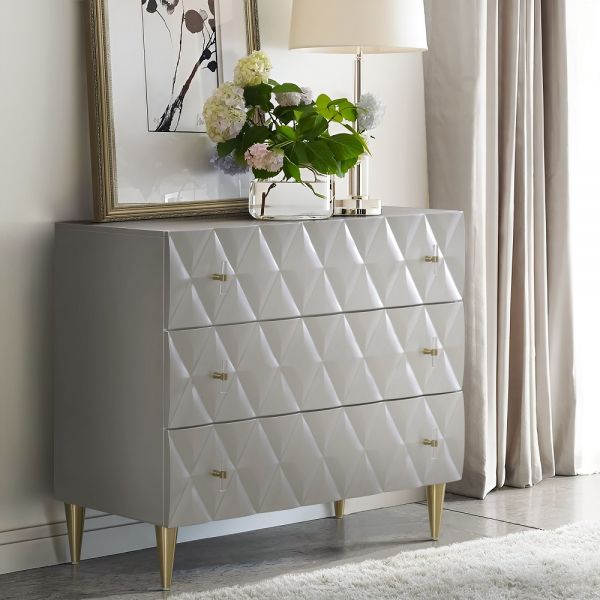 Metallic Silver & Champagne Finish Anson Console Cabinet AC02507 By ACME 7