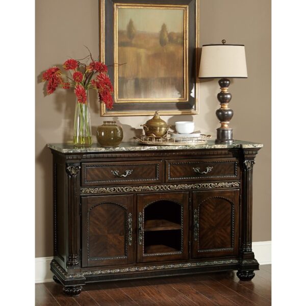 Cherry finish with gold tipping Russian Hill Collection Rustic Server By Homelegance 16