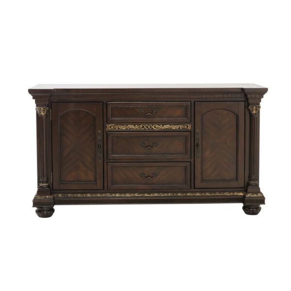 Cherry finish with gold tipping Russian Hill Collection Rustic Buffet By Homelegance 7