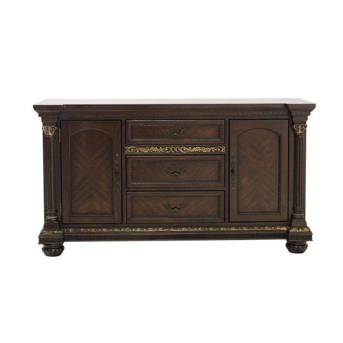 Cherry finish with gold tipping Russian Hill Collection Rustic Buffet By Homelegance
