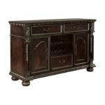 Dark cherry finish with gold tipping Catalonia Collection Rustic Server By Homelegance 12