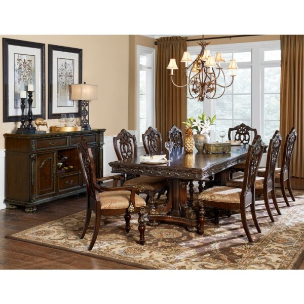 Dark cherry finish with gold tipping Catalonia Collection Rustic Server By Homelegance 9