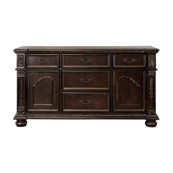 Dark Cherry finish with gold tipping Catalonia Collection Buffet By Homelegance 7
