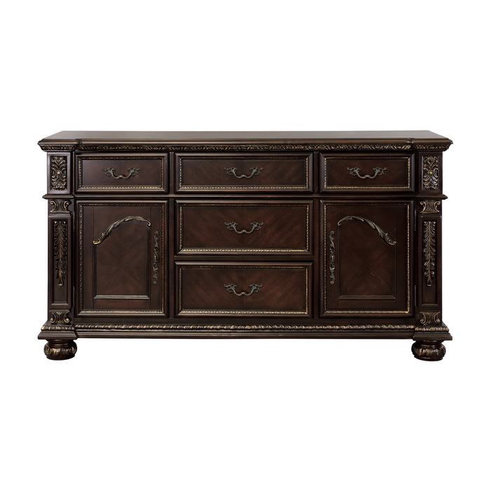 Dark Cherry finish with gold tipping Catalonia Collection Buffet By Homelegance
