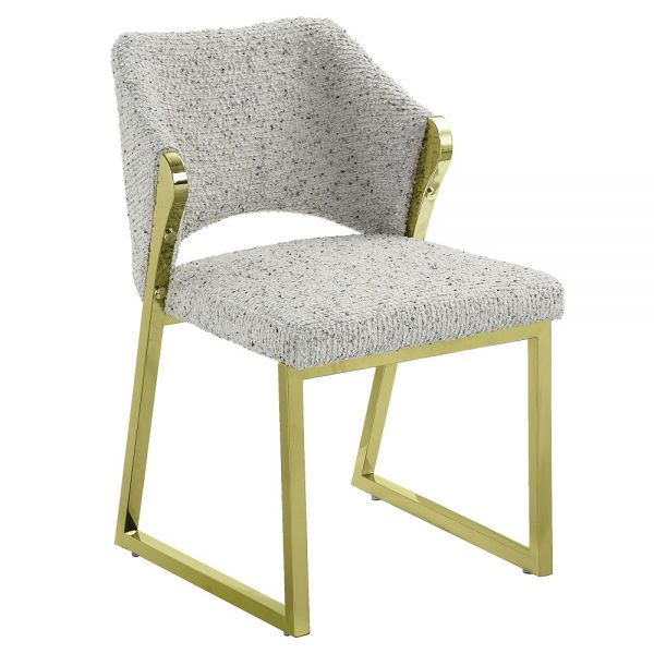 Teddy Sherpa & Mirrored Gold Finish Galdesa Side Chair DN02107 By ACME