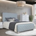 Light Teal Chenille & Gray Finish Saree Bed By ACME Luxury Beds Mobilia Cleopatra 9 Light Teal Chenille & Gray Finish Saree Bed By ACME 9