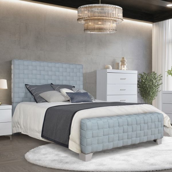 Light Teal Chenille & Gray Finish Saree Bed By ACME