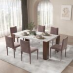 Hettie Brown Dining Table W/Engineeed Stone Top DN02157 By ACME 19