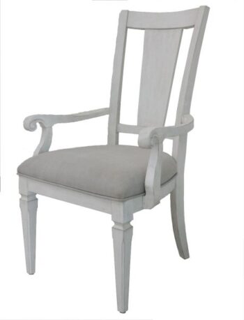Light Gray Linen & Weathered White Arm Chair