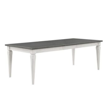 Rustic Gray & Weathered White Dining Table With Leaf