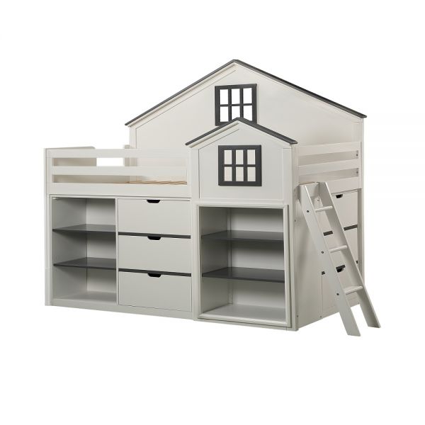 Ratana Gray & White Loft Bed BD02052 By ACME