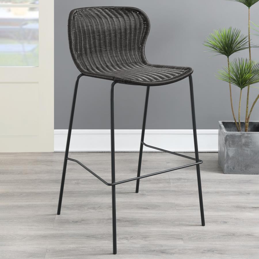 Mckinley Upholstered Bar Stools with Footrest (Set of 2) Brown and Sandy Black 192040 By Coaster Furniture