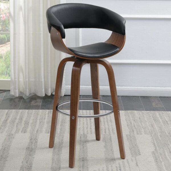 Zion Upholstered Swivel Bar Stool Walnut and Black 100205 By Coaster Furniture 11