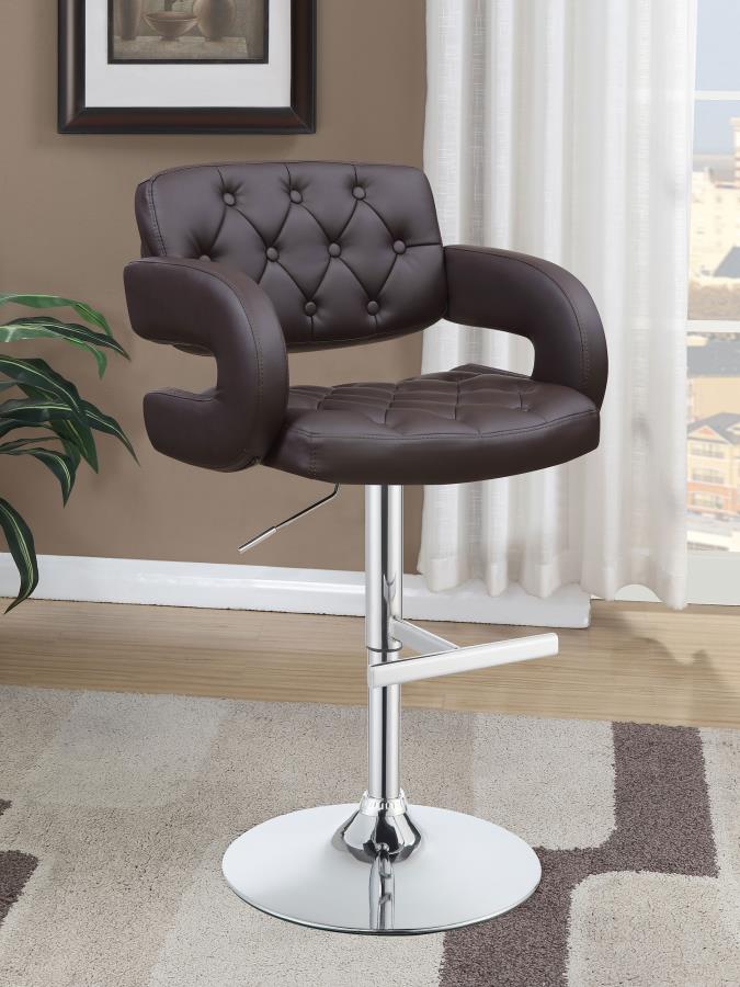 Brandi Adjustable Bar Stool Chrome and Brown 102556 By Coaster Furniture