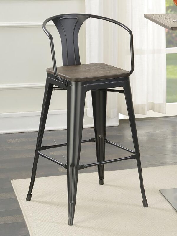 Cavalier Wooden Seat Bar Stools Dark Elm and Matte Black (Set of 2) 100737 By Coaster Furniture 12