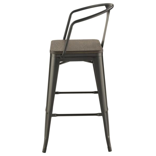 Cavalier Wooden Seat Bar Stools Dark Elm and Matte Black (Set of 2) 100737 By Coaster Furniture 15