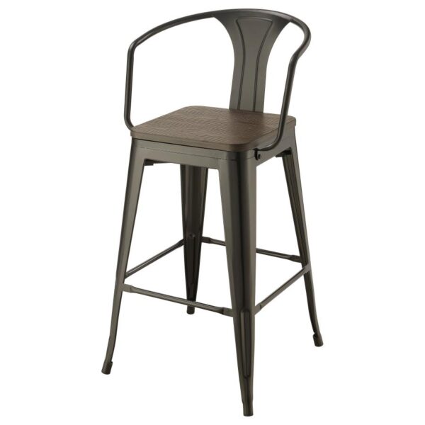Cavalier Wooden Seat Bar Stools Dark Elm and Matte Black (Set of 2) 100737 By Coaster Furniture 13