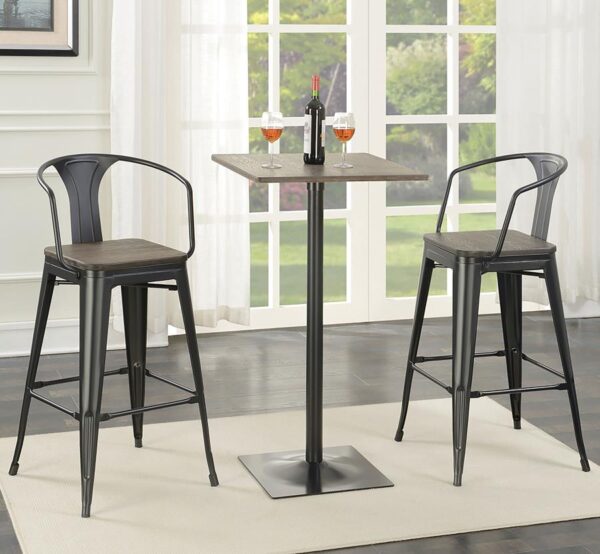 Cavalier Wooden Seat Bar Stools Dark Elm and Matte Black (Set of 2) 100737 By Coaster Furniture 19