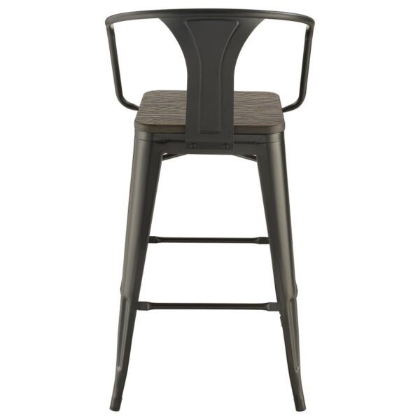 Cavalier Wooden Seat Bar Stools Dark Elm and Matte Black (Set of 2) 100737 By Coaster Furniture 17
