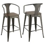 Cavalier Wooden Seat Bar Stools Dark Elm and Matte Black (Set of 2) 100737 By Coaster Furniture 27