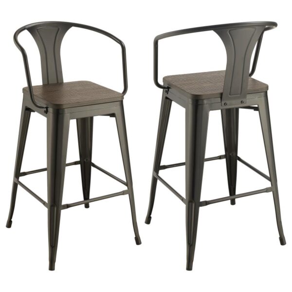 Cavalier Wooden Seat Bar Stools Dark Elm and Matte Black (Set of 2) 100737 By Coaster Furniture 18